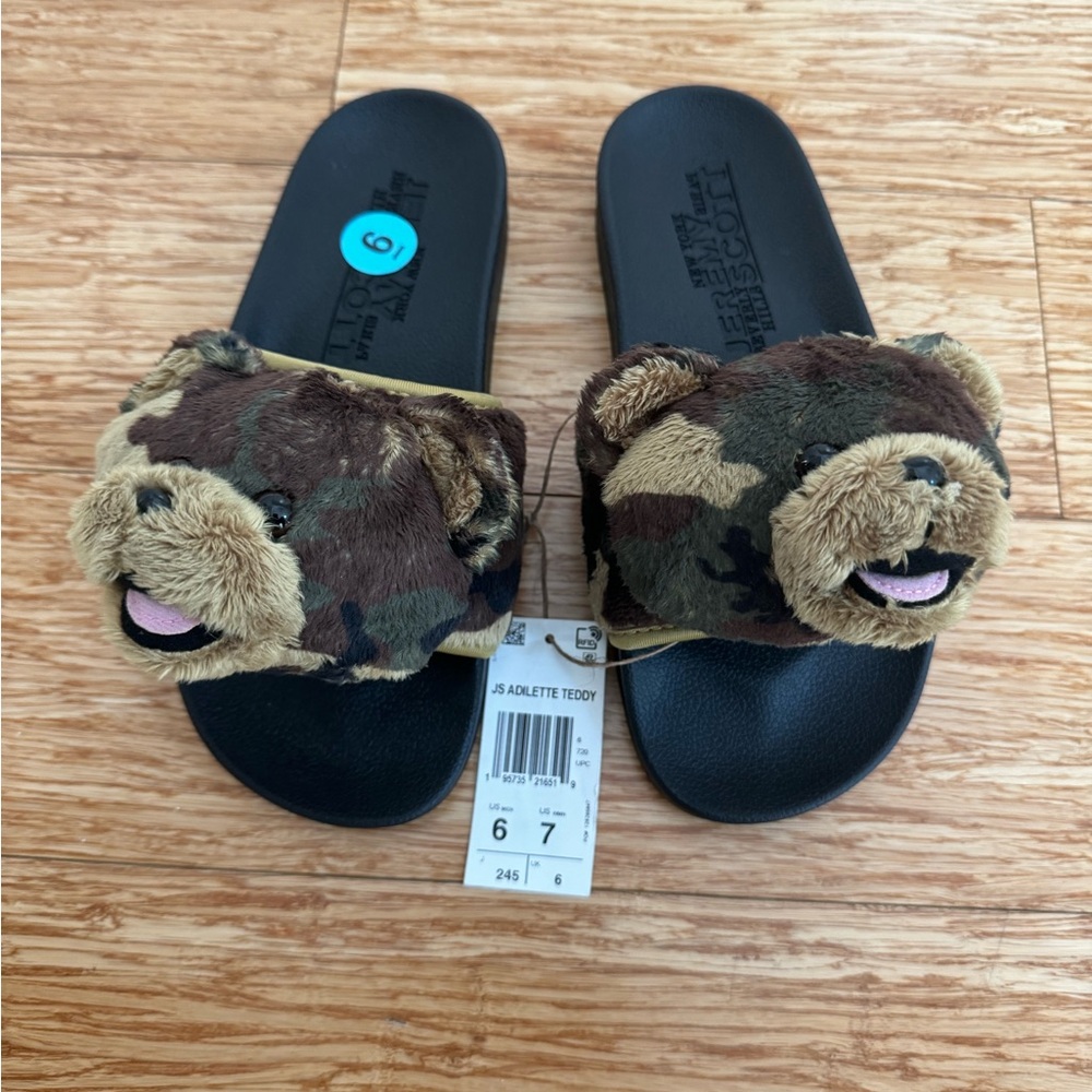 Adidas x Jeremy Scott Adilette Teddy Camo Slides US Men Sz 6 Womens Sz 7 H02882